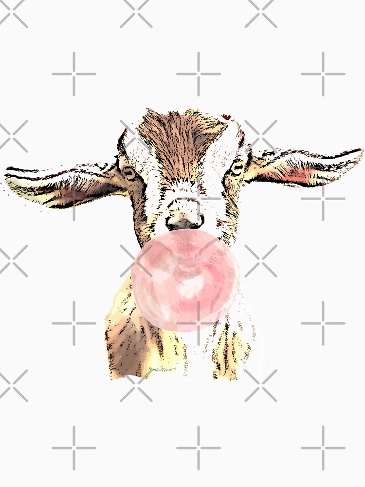 Funny Airplane Ears Goat With Pink Bubblegum by IconicTee
