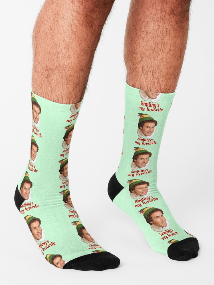 "Smiling's my favorite Buddy the Elf Will Ferrell Movie Christmas" Socks for Sale by starkle 