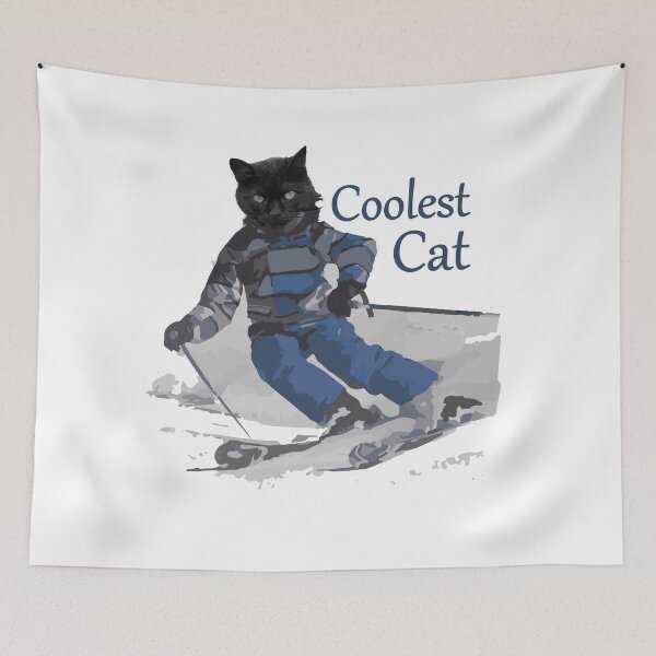 Item preview, Cat skiing coolest cat designed and sold by AkraidaxDesign.