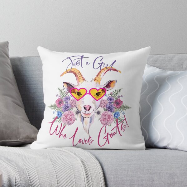 Just a Girl Who Loves Goats Throw Pillow