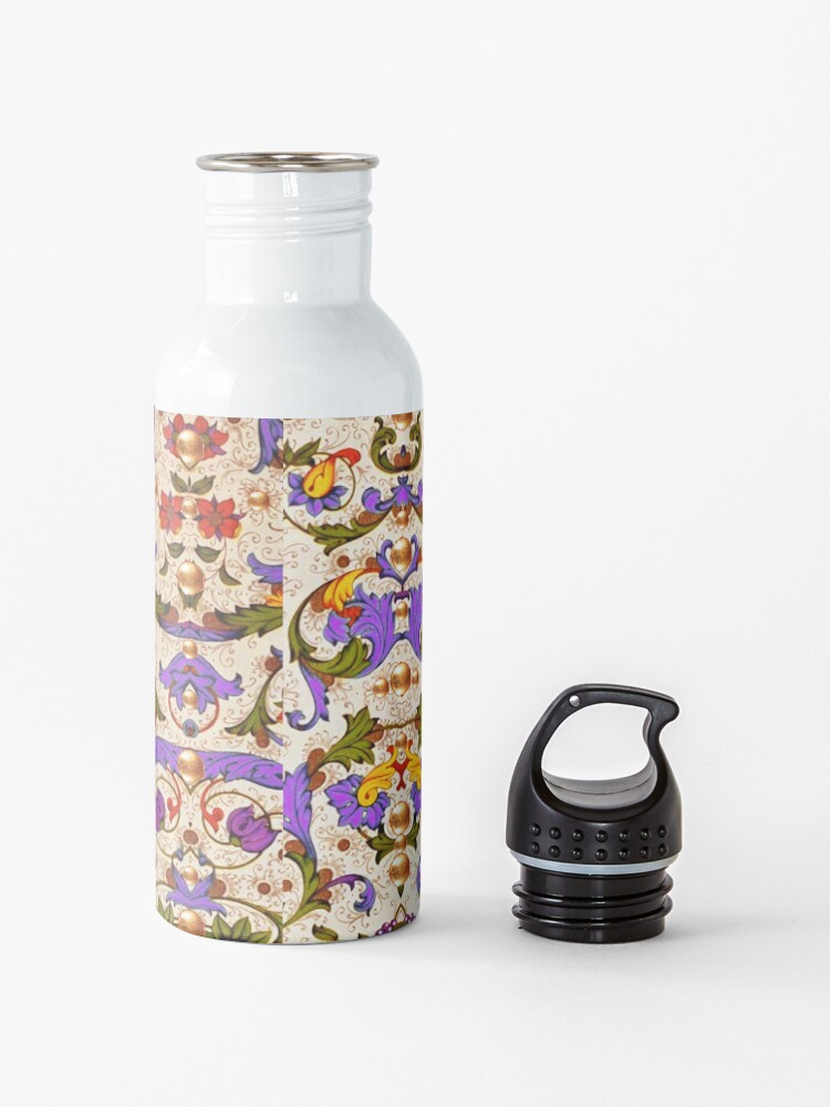Alternate view of FLORENTINE RENAISSANCE FLORAL Gold Yellow Purple Flowers,Swirls,Fruits, Leaves Water Bottle