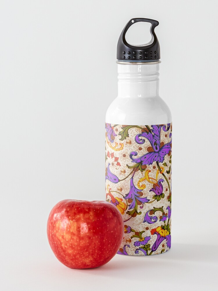 Alternate view of FLORENTINE RENAISSANCE FLORAL Gold Yellow Purple Flowers,Swirls,Fruits, Leaves Water Bottle