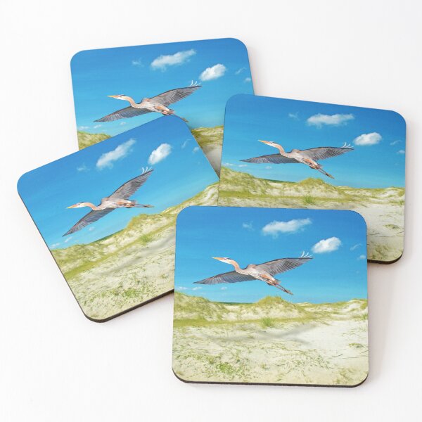 Item preview, Great Blue Heron Flying Over Ocean Beach designed and sold by FineArtography.
