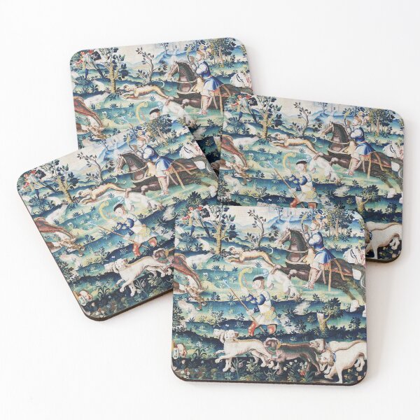 Item preview, HUNTING SCENE WITH ANIMALS Antique Flemish Tapestry designed and sold by BulganLumini.