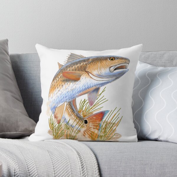 Redfish in grass Throw Pillow