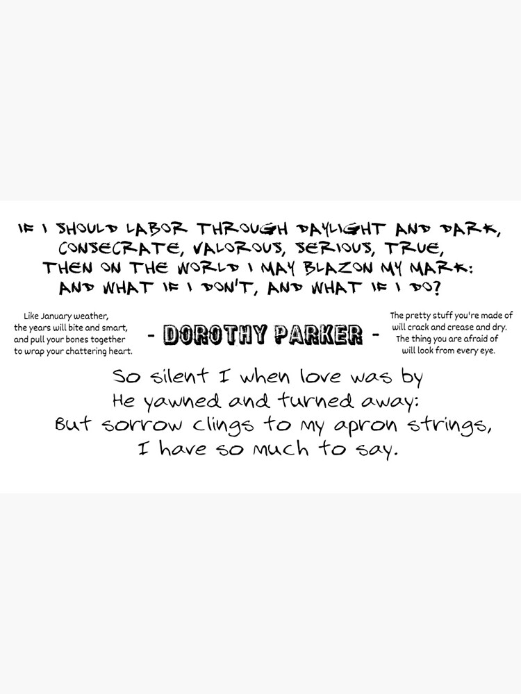 Dorothy Parker Poetry Quotes Postcard By Grace Splace Redbubble