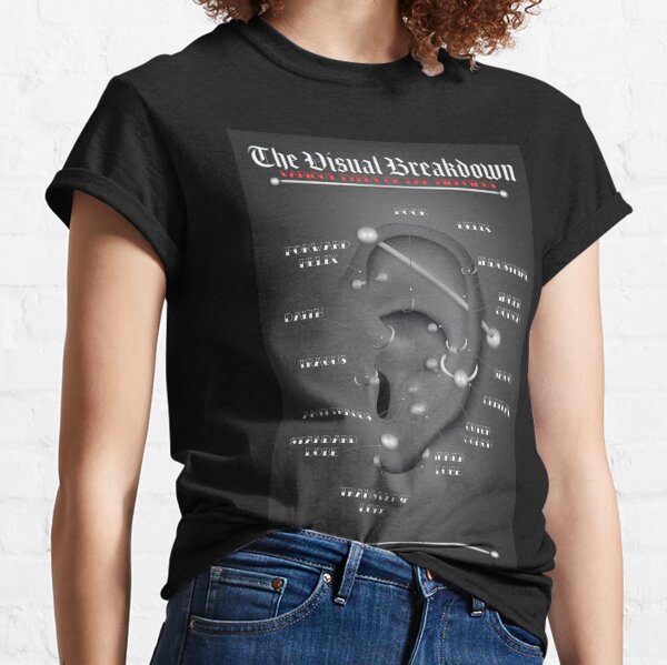Ear Piercing Chart, Black and Gray Classic T-Shirt