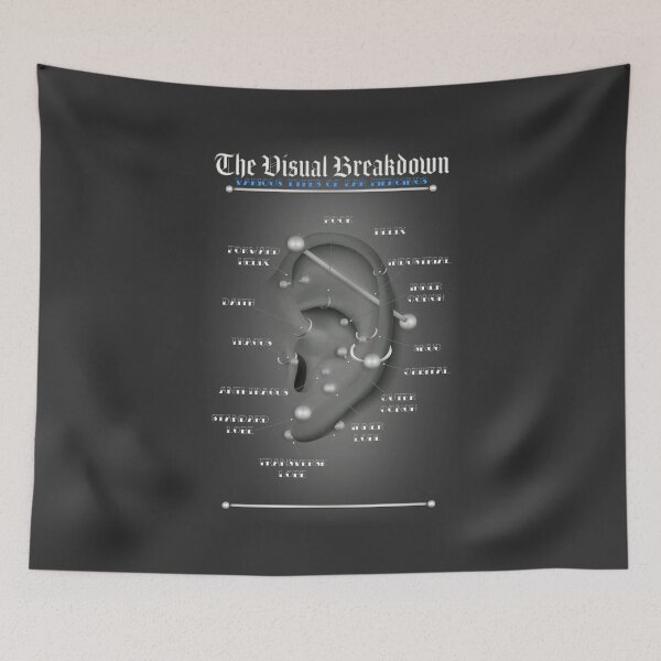 Item preview, Ear Piercing Infographic Chart, Black and Blue designed and sold by Jarrod Vandenberg.