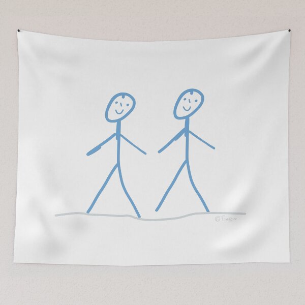 Item preview, Stick men friends two stick figures duo man designed and sold by KlareLinie.