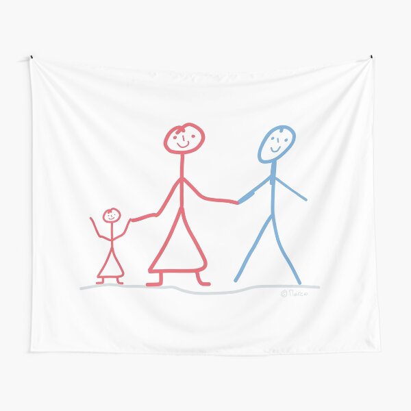 Familie Strichmannchen Mutter Vater Familie Sohn Mamakind Wandbehang Von Klarelinie Redbubble