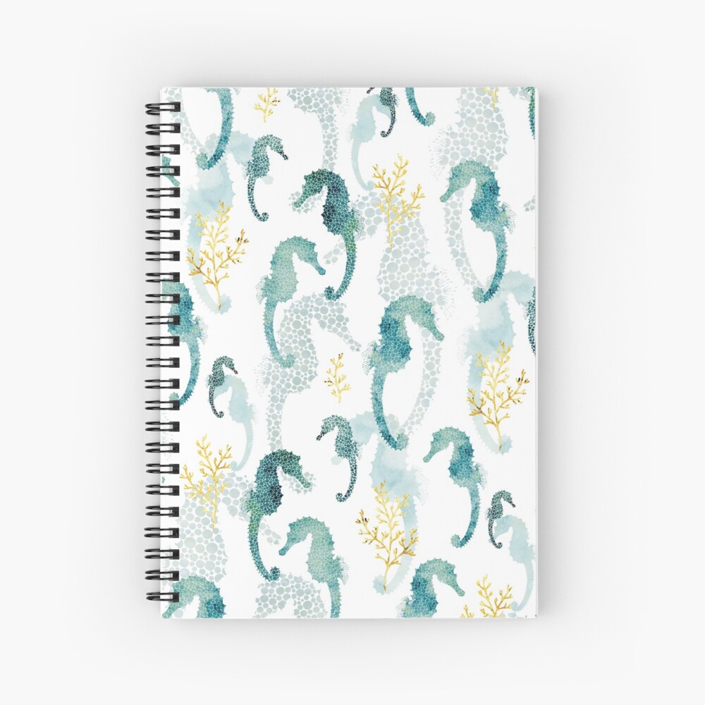 Pointillism Seahorse Spiral Notebook