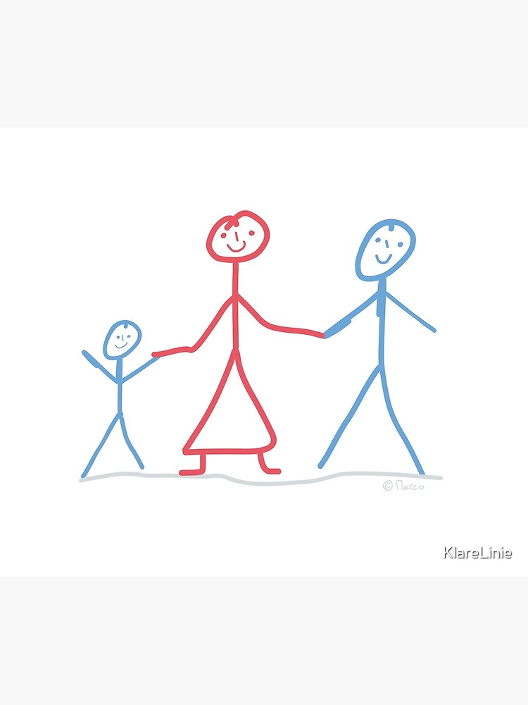 Familie Strichmannchen Mutter Vater Familie Sohn Mamakind Wandbehang Von Klarelinie Redbubble