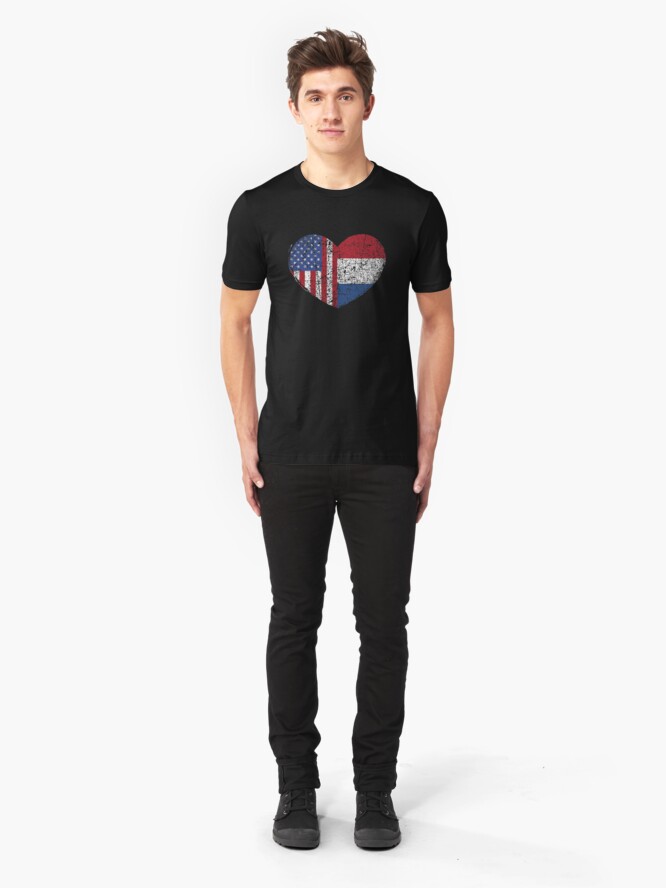 Alternative Ansicht von USA Netherlands Heart - Dual Citizenship Slim Fit T-Shirt
