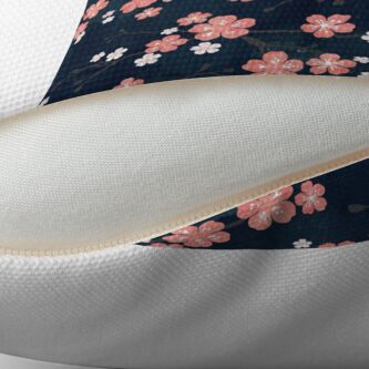 Alternate view of Navy and pink bird cherry blossom Throw Pillow