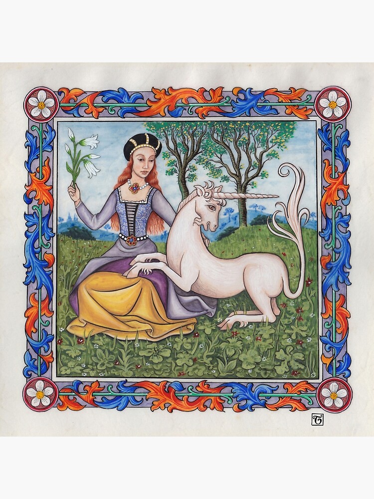 Medieval Illumination - Virgin & Unicorn by TCilluminate