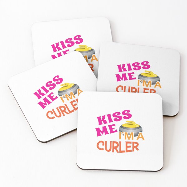 Item preview, 'Kiss Me I'm A Curler' (White) designed and sold by The Button Gal.