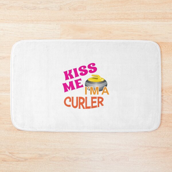 Item preview, 'Kiss Me I'm A Curler' (White) designed and sold by The Button Gal.