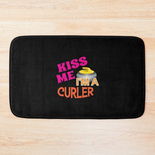 Item preview, 'Kiss Me I'm A Curler' (Black) designed and sold by The Button Gal.