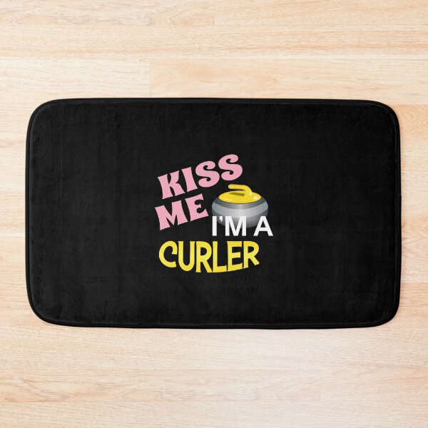 Item preview, 'Kiss Me I'm A Curler' (Black ALT) designed and sold by The Button Gal.