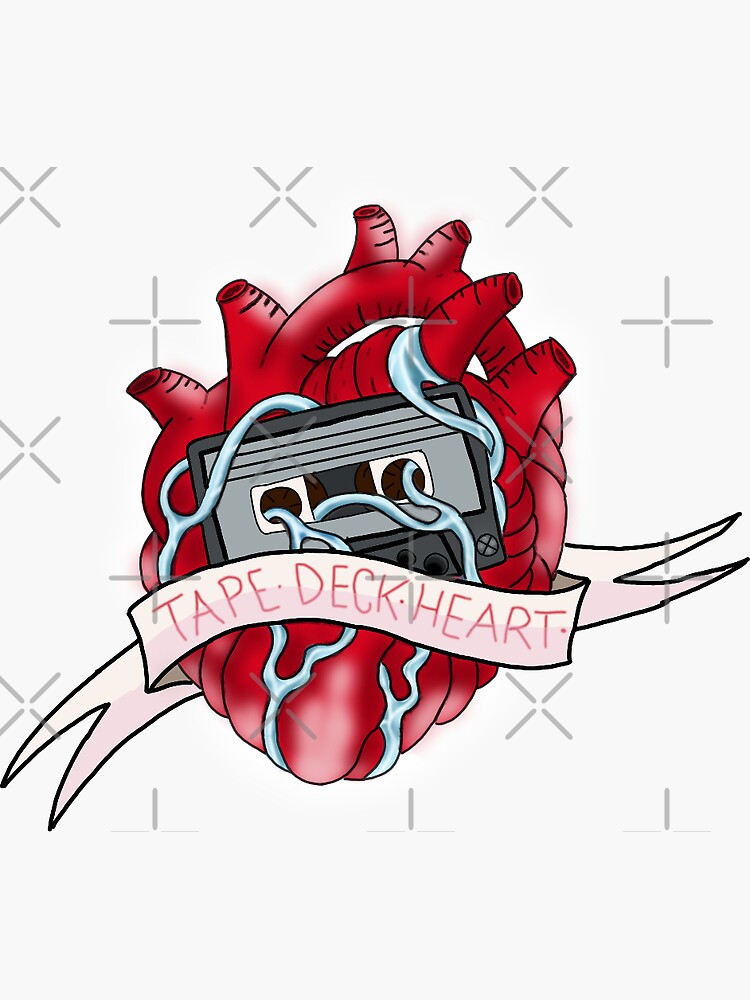 "Tape Deck Heart" Sticker by DesignsBySaxton Redbubble