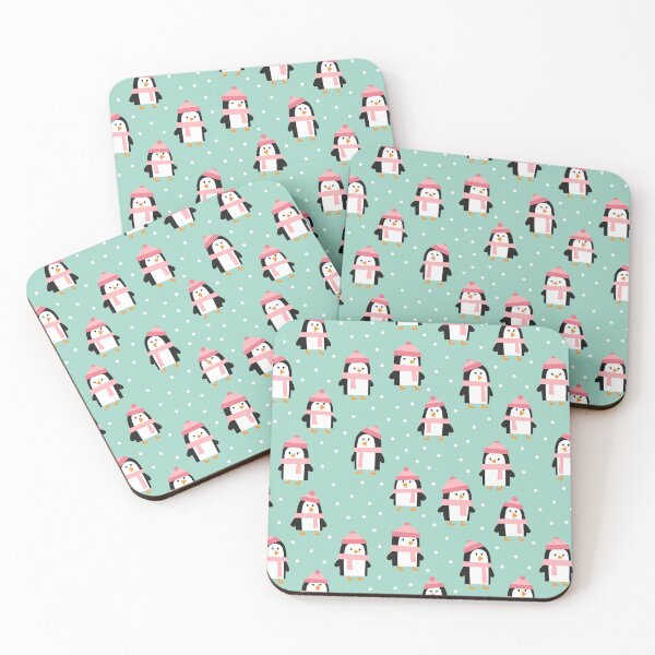 Item preview, Cute Winter Penguins - pink hats designed and sold by littlearrow.