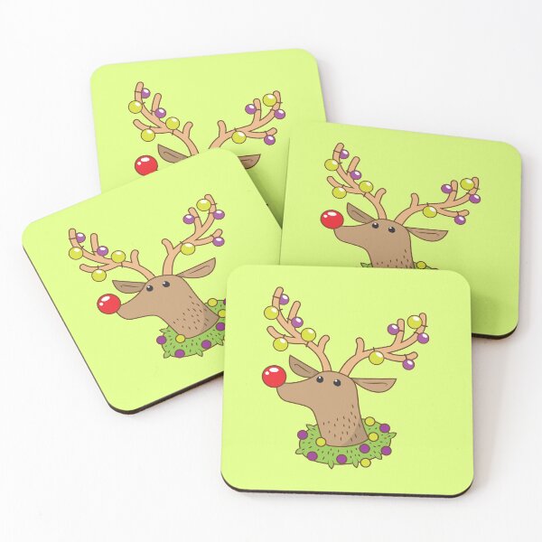 Item preview, Rudolph a RED NOSED Reindeer with wreath and Christmas Baubles designed and sold by jazzydevil.