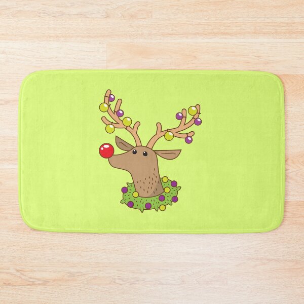 Item preview, Rudolph a RED NOSED Reindeer with wreath and Christmas Baubles designed and sold by jazzydevil.