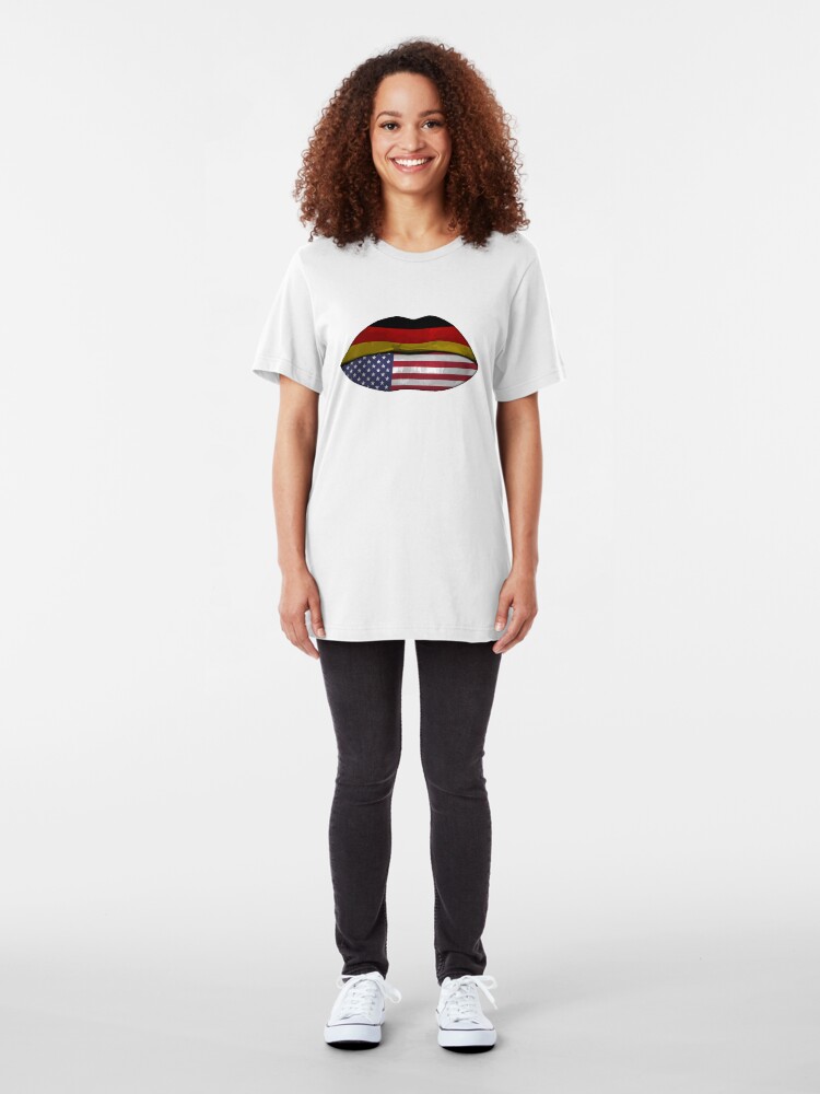Alternative Ansicht von Germany USA Flag Lips - Dual Citizenship Slim Fit T-Shirt