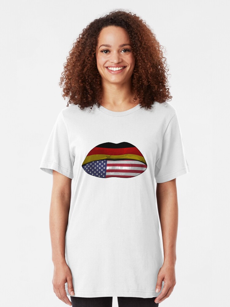 Alternative Ansicht von Germany USA Flag Lips - Dual Citizenship Slim Fit T-Shirt