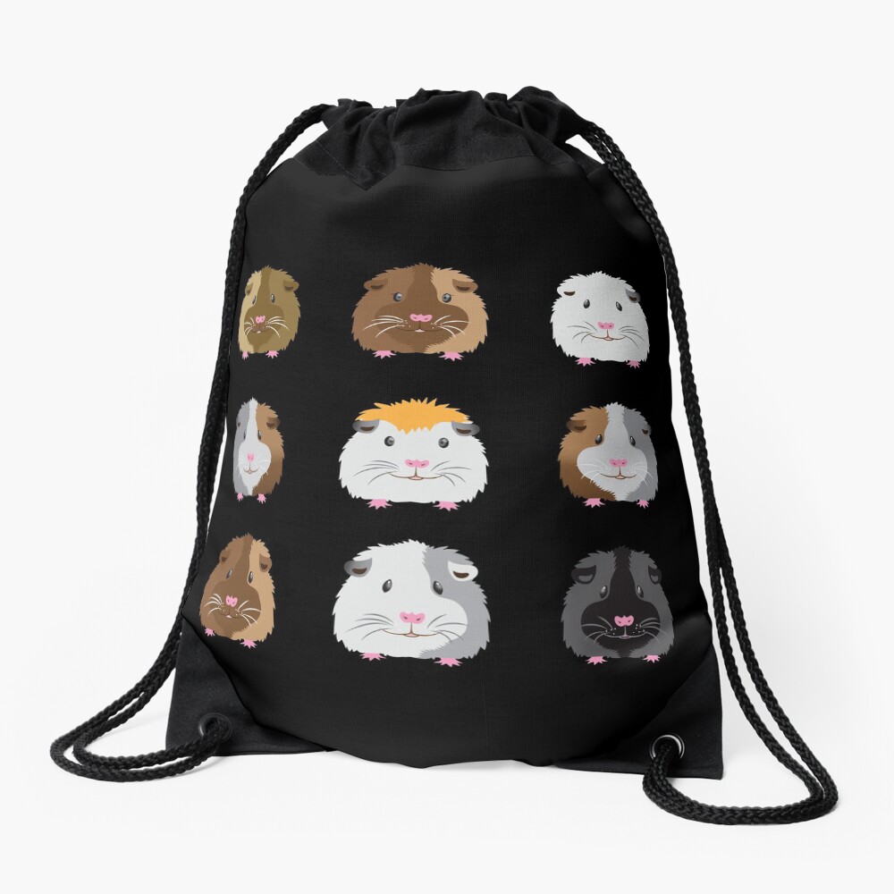 Nine Guinea pigs faces (Super cute!) Drawstring Bag