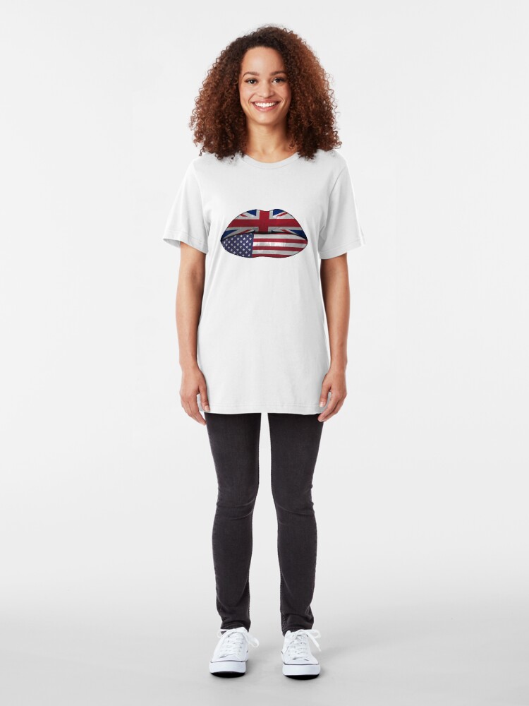 Alternative Ansicht von UK USA Flag Lips - Dual Citizenship Slim Fit T-Shirt