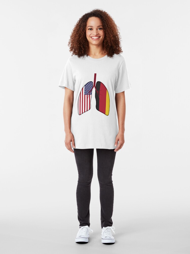 Alternative Ansicht von Germany USA Flag Lungs - Dual Citizenship Slim Fit T-Shirt