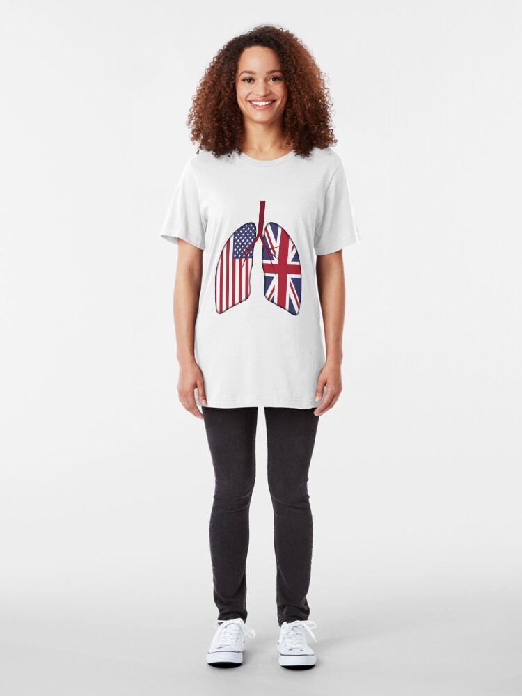 Alternative Ansicht von UK Usa Lungs - Dual Citizenship Slim Fit T-Shirt
