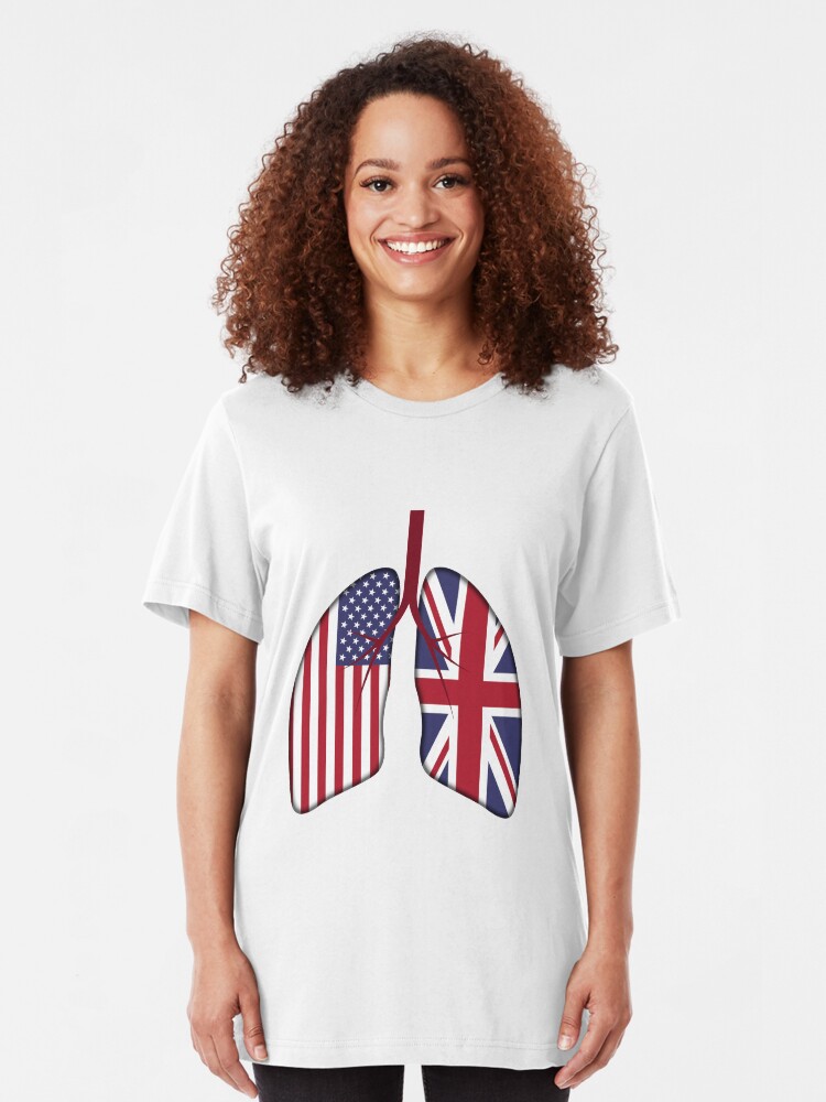 Alternative Ansicht von UK Usa Lungs - Dual Citizenship Slim Fit T-Shirt