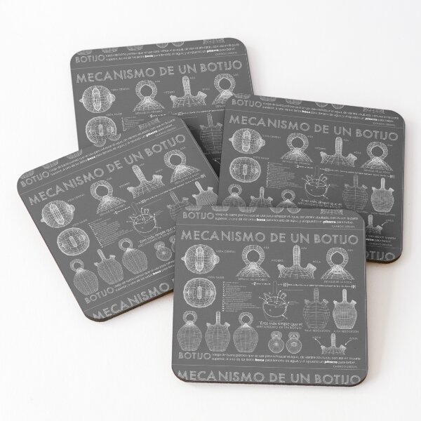 Botijo Blueprint grey Coasters (Set of 4)