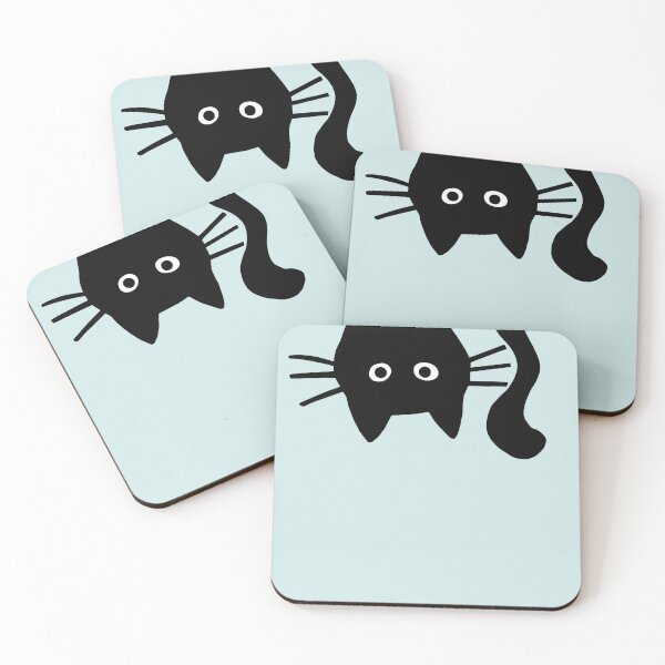 Funny Black Cat Coasters (Set of 4)