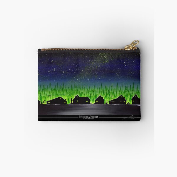 Item preview, Silueta: casas, pinos, nieve y un cielo nocturno estrellado designed and sold by Robert Link.