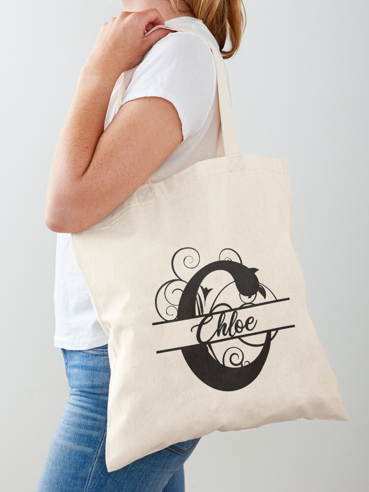 Personalized Monogram Black Linen Tote Bag