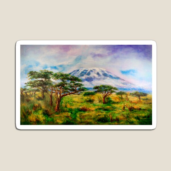 Mount Kilimanjaro Tanzania. Oil on Canvas Art by Sher Nasser. Magnet