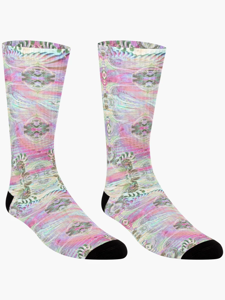 Thumbnail 3 of 5, Socks, Raspberry Ripple Fractal Pattern. designed and sold by MindTravel.