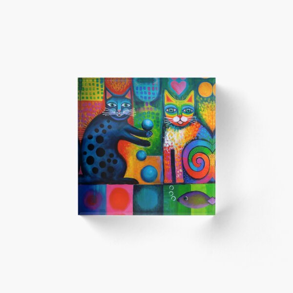 Two cheeky cats Acrylics Acrylic Block