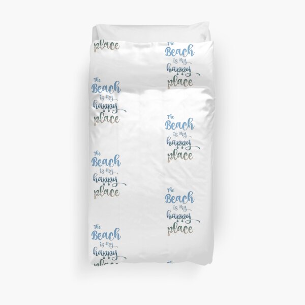 Beach Happy Place Typography Duvet Cover