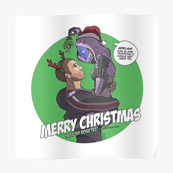Shepard & Tali Mass Effect Christmas Poster