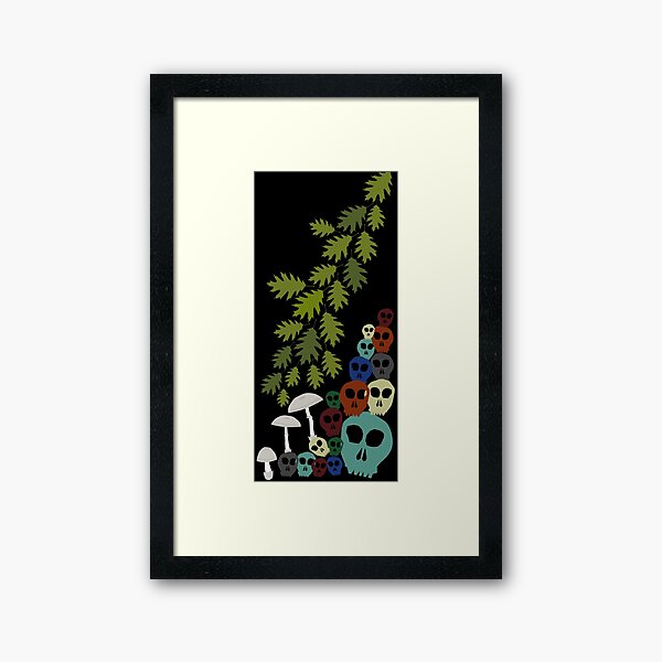 Oak Leaves, Skulls, Amanita Framed Art Print