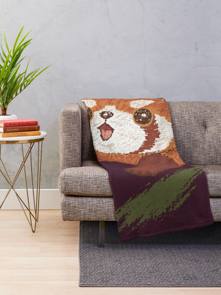 Alternate view of Red panda running Throw Blanket