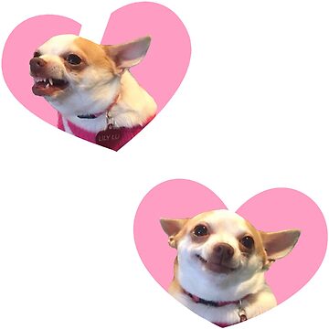 Artwork thumbnail, Angry Chihuahua / Happy Chihuahua Meme Pink Heart Design by Syanis Yarí Vargas González