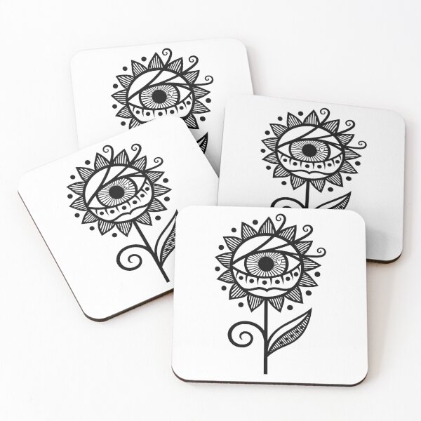 Item preview, Original Cyclops Flower Artwork Illustration (B/W) designed and sold by wariana.
