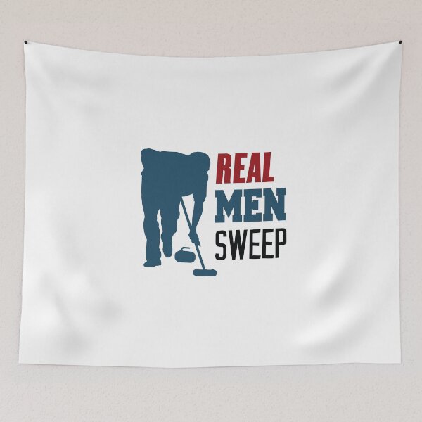 Item preview, 'Real Men Sweep' (White) designed and sold by The Button Gal.