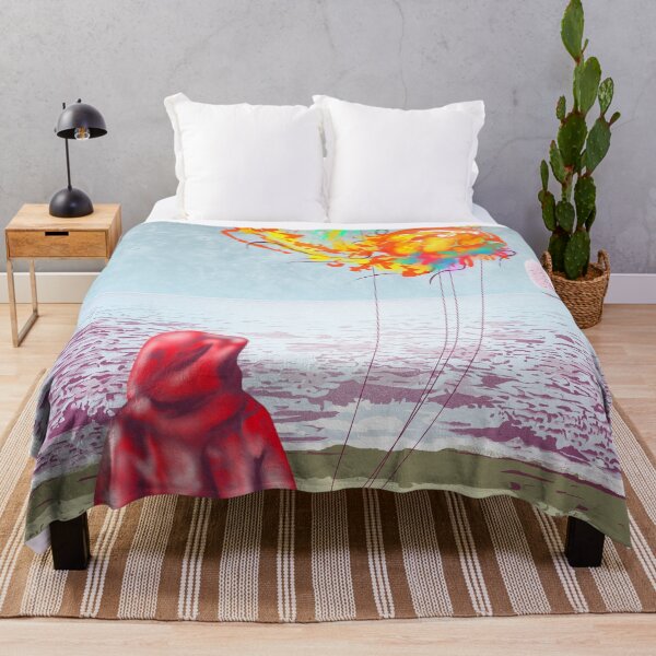 Item preview, THE SEASHORE child at the beach with jellyfish balloons designed and sold by sandpaperdaisy.