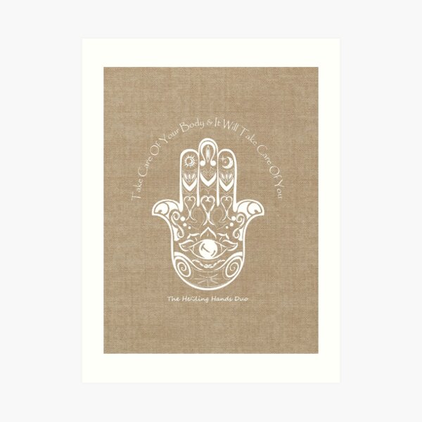 The Healing Hands Duo Logo Design (White) Art Print